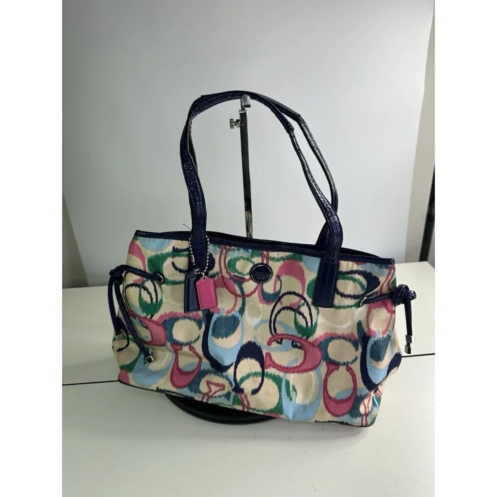 DAMAGED STRAPS - Coach F24453 Ikat Large Carryall Multicolored Signature C